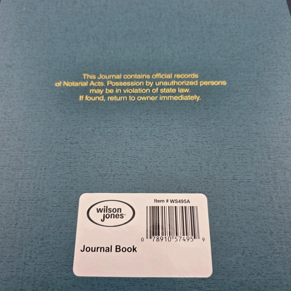 Wilson Jones Journal of Notarial‎ Acts Recordkeeping Hardcover Workbook New